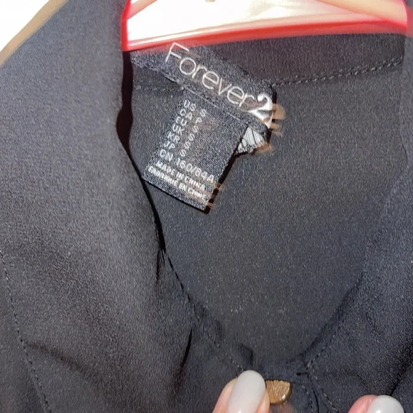 Forever 21 black sheer button up top - Picture 3 of 4